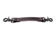 Load image into Gallery viewer, Black Leather Sway Strap Red Stitching Horizontal.jpg