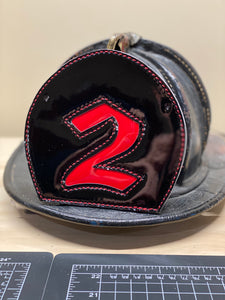 Custom Boston fire helmet shield black shield red 2 firefighter ladder truck