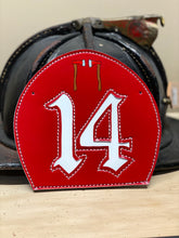 Load image into Gallery viewer, Custom Boston fire helmet shield red shield white 14 two axes captain