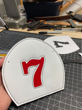 Load image into Gallery viewer, Custom Boston fire helmet shield white shield red 7 fire officer