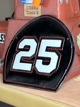 Load image into Gallery viewer, Custom Boston fire helmet shield black shield yellow 25 firefighter