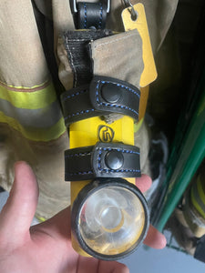 Yellow flashlight inverted leather holder
