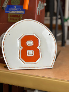 Custom Boston fire helmet shield white shield orange 8 firefighter officer