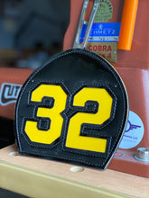 Load image into Gallery viewer, Custom Boston fire helmet shield black shield yellow 32 firefighter