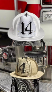 Custom Boston fire helmet shield white shield black 14 fire officer working fire