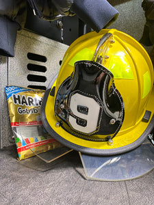 Custom Boston fire helmet shield black shield white 9 firefighter fire engine