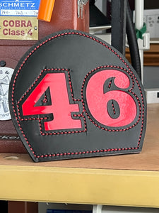 Custom Boston fire helmet shield black shield red 46 matte black leather firefighter